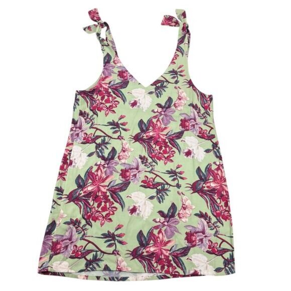 & OTHER STORIES Shoulder Tie Floral Lightweight V Neck Mini Dress Sz 12 - Picture 4 of 7